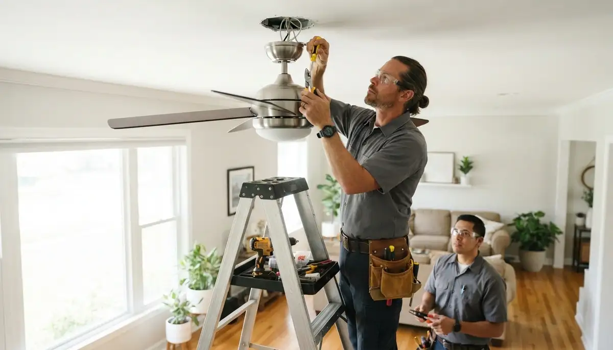 Ceiling fan installation by On Call Electrical in Boston, MA