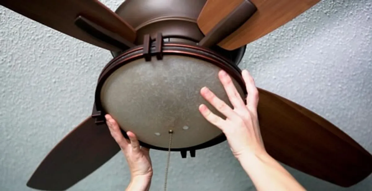 Ceiling fan repair and reinstallation on ceiling mount in Boston, MA