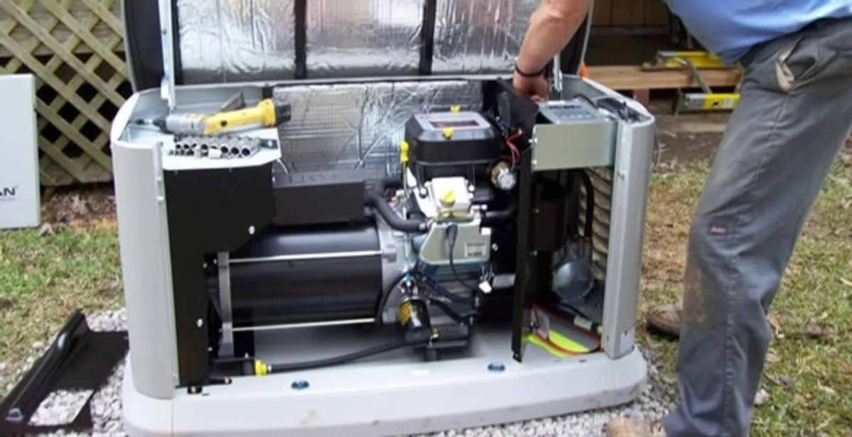 generator installation service showing technician connecting and configuring generator components in Boston, MA