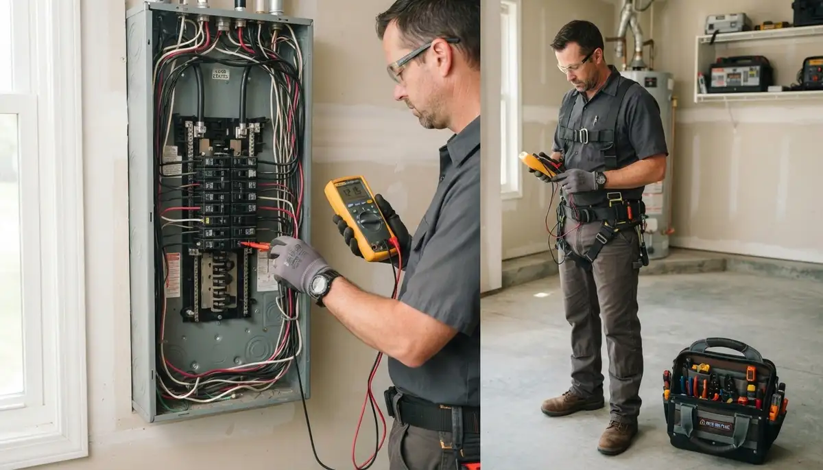 Electrician conducting a home electrical inspection in Boston, MA