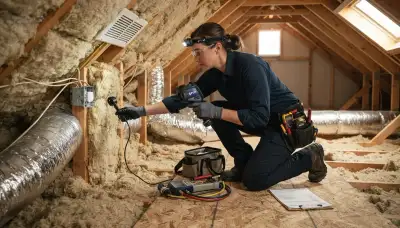 Boston, MA electrician conducting a home energy audit for older wiring and undersized electrical panels