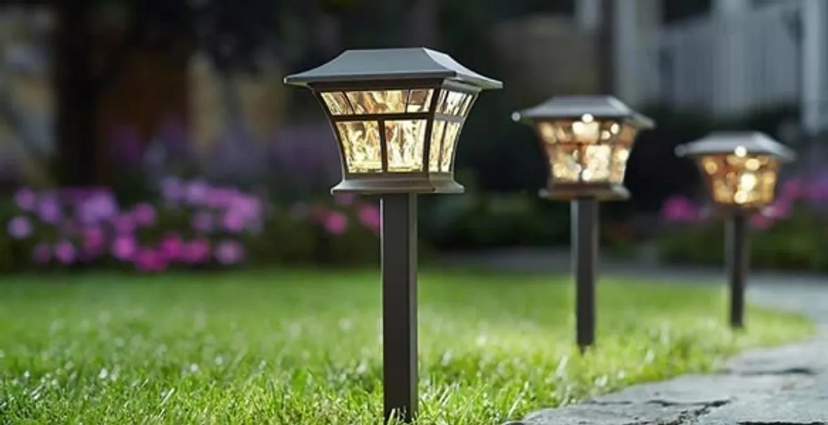 landscape lighting installation services with professionally installed pathway lights in Boston, MA