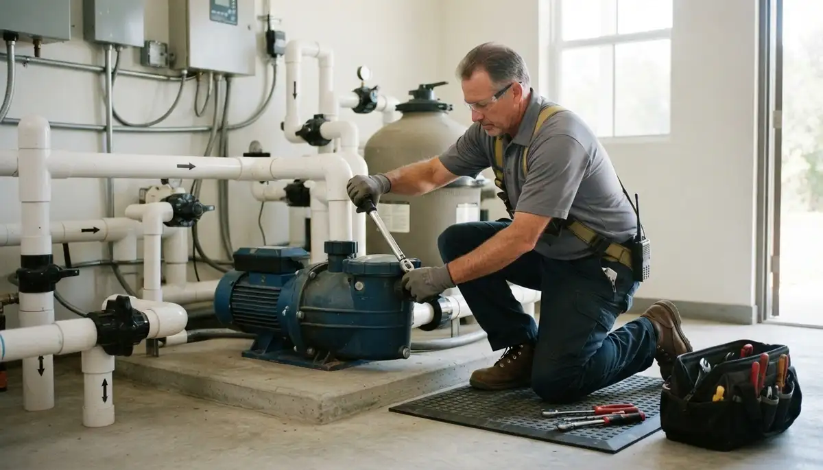 Boston, MA electrician servicing a residential pool pump electrical circuit